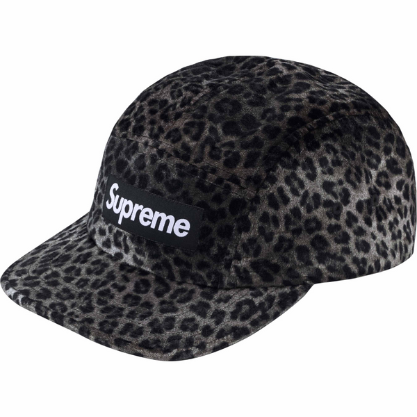 Supreme - Boné 'Leopard Velvet Camp Cap' Black